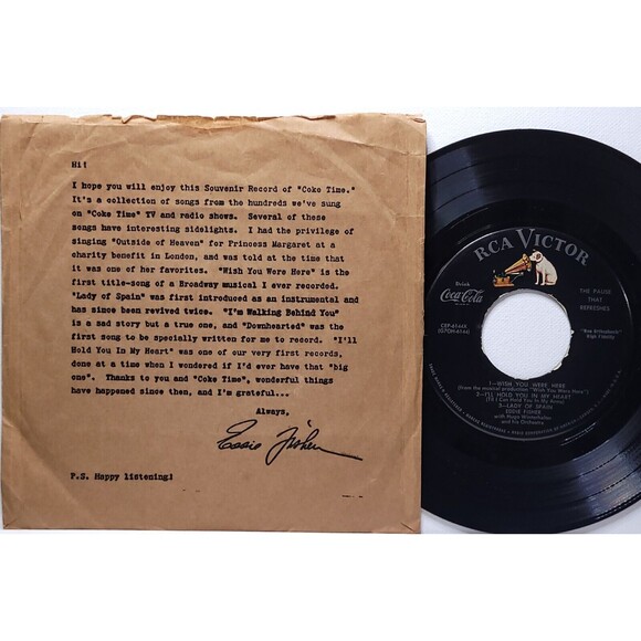 Eddie Fisher 45 EP Here's My Souvenir Record From Coke Time on RCA Victor VG/EX - Picture 2 of 2